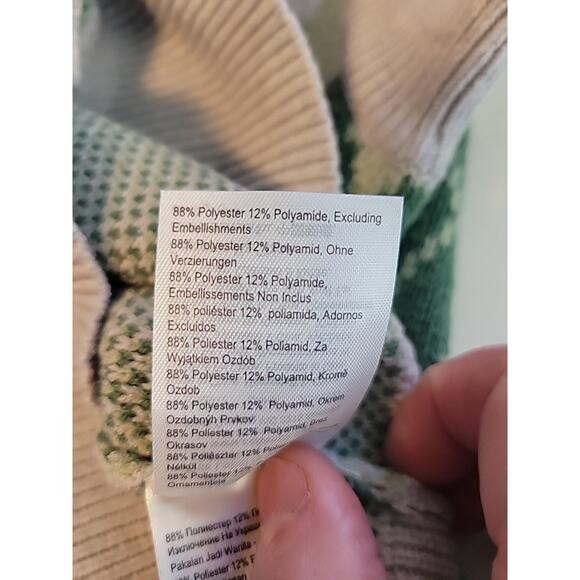 Cotton: On Gray Green Argyle Print Knit Crop Sweater Vest Women's Medium - Picture 12 of 12